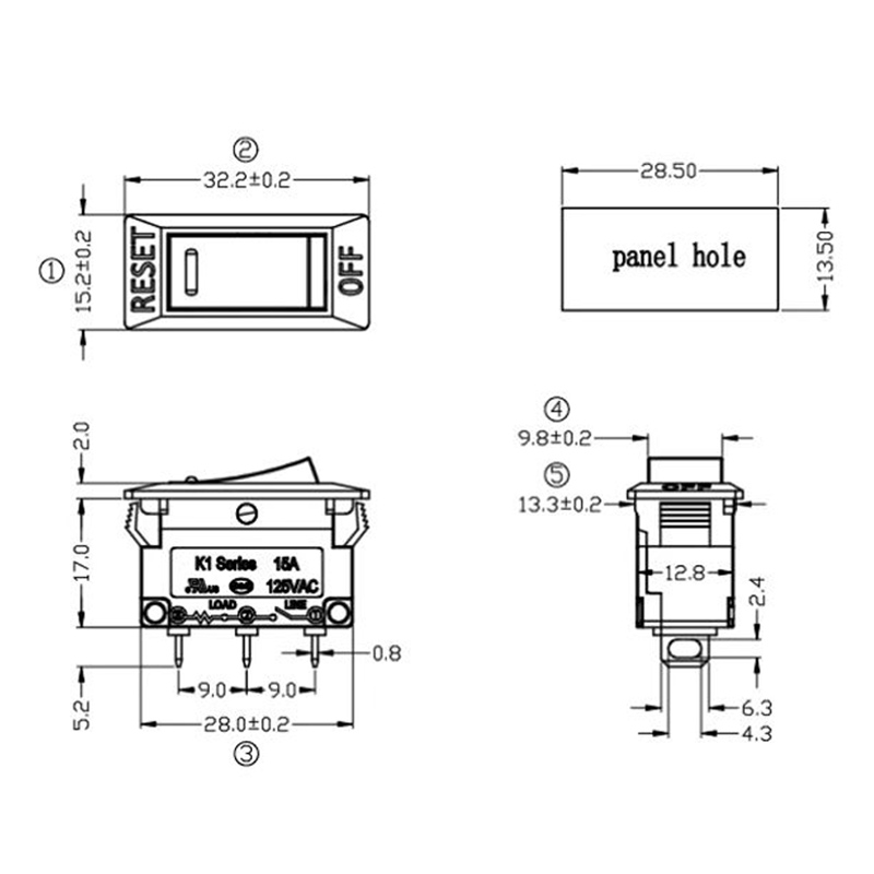 Rocker Switch Circuit Breaker 15AMP 5 18A Manufacturer 4