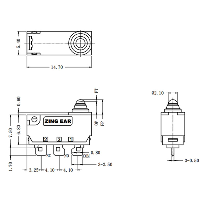 Single Pole micro switch IP67 3A 12VAC 0.1A 125250VAC 1