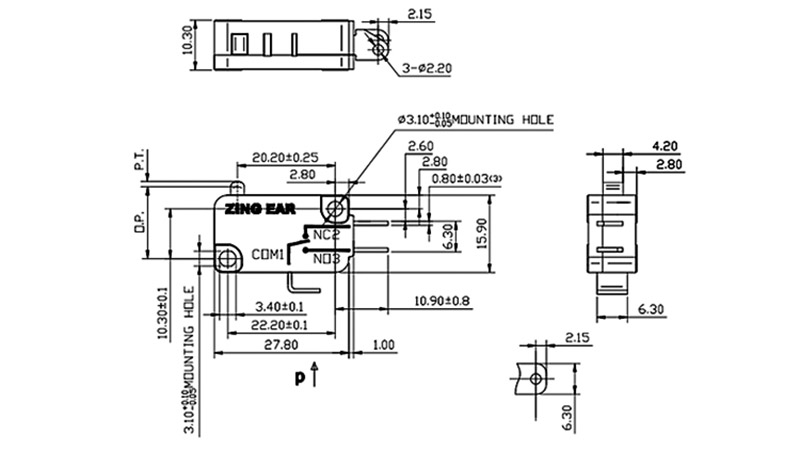 long arm micro switch drawing