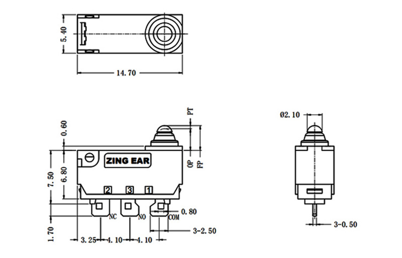 single pole micro switch drawing