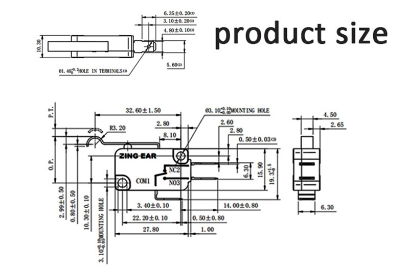 16 Amp Micro Switch drawing