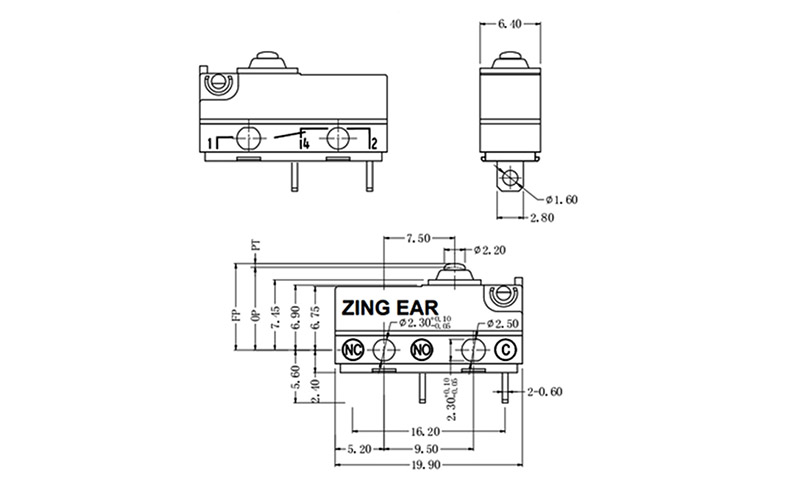 5A Micro Switch drawing