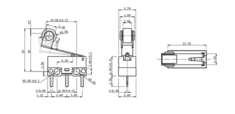 G10A03-150P10A Roller Micro Switch drawing