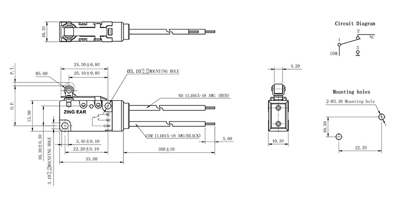 G5W11-WC200A07-W3 ATEX Lever Micro Switch Drawing