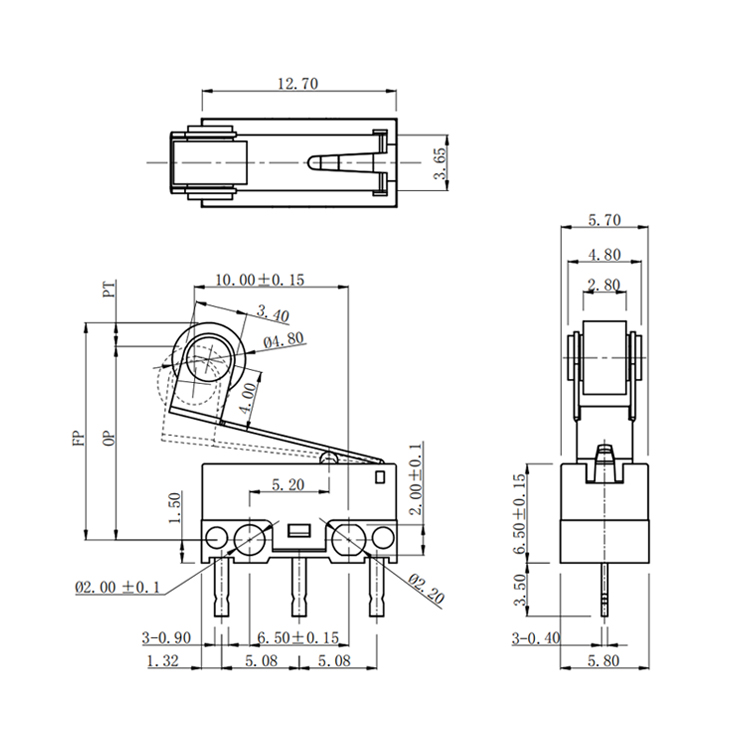 Roller Micro Switch Subminiature 3 Pin SPDT 1