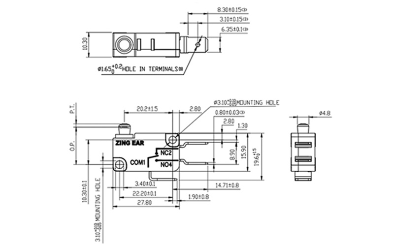 G5F10-D2Z200-D5 IP64 Microswitch drawing