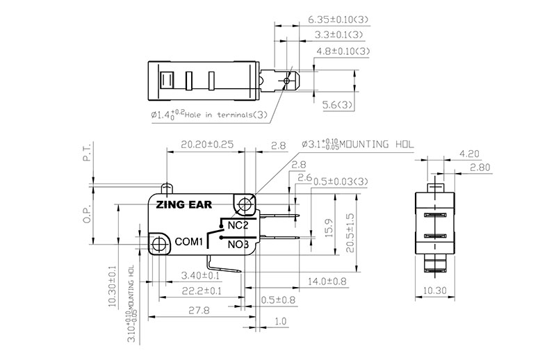 G5S05-E1Z015-BK01A micro switch drawing